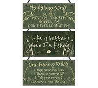 Red Ocean FUNNY FISHING FISHERMAN SIGN 3 Pack Dad Grandad Son Birthday Christmas, Gift For Men Fishing Gift Fisherman Gift For Him Man Cave Shed Sign