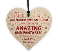 RED OCEAN Funny For Sister Funny Christmas Card Wooden Hanging Heart Sister Gift