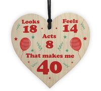 Red Ocean Funny Gift For 40Th Birthday Novelty Wooden Heart Gift For Him Her Friendship Gift For Men Women