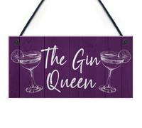 Red Ocean Funny Gin Gift For Friend Gin Queen Sign For Home Bar Garden Signs And Plaques