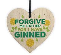 RED OCEAN Funny Gin Heart Signs And Plaques For Home Bar Wooden Heart Gin & Tonic Gifts Home Bar Pub Alcohol Gifts