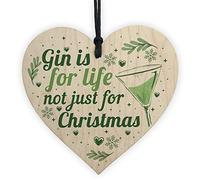 RED OCEAN Funny Gin Novelty Tree Bauble Decoration Wooden Hanging Heart Secret Santa Gifts