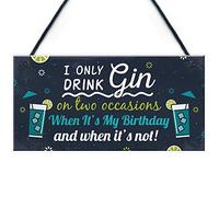 RED OCEAN Funny Gin Sign Birthday Gift For Gin Lovers Hanging Alcohol Gin & Tonic Friendship Chic Novelty Plaque