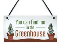 RED OCEAN Funny Greenhouse Sign Find Me In The Greenhouse Plaque Hanging Door Gardening Sign