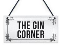 Red Ocean Funny Home Bar Sign The Gin Corner Plaque Garden Shed Bar Sign Gin Gift