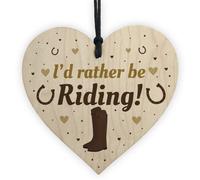 Red Ocean Funny Horse Lover Gift Rather Be Riding Wooden Heart Stable Door Sign Plaque Gift