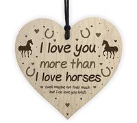 RED OCEAN Funny Horse Sign Love You More Than Horses Wood Heart Funny Horse Lover Gift