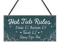 Red Ocean Funny Hot Tub Rules Novelty Hanging Garden Shed Plaque Jacuzzi Pool Funny Gift Sign