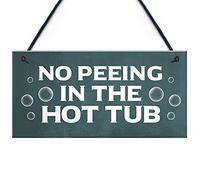 RED OCEAN Funny Hot Tub Sign No Peeing Sign Hot Tub Accessories Hanging Garden Sign