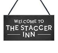 RED OCEAN Funny Humour Home Bar Sign STAGGER INN Man Cave Pub Garage Plaque Alcohol