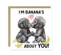 RED OCEAN Funny Monkey Card For Valentines Day Anniversary Im Bananas About You Greetings Card With Envelope Birthday Card For Him Her Boyfriend Girlfriend Husband Wife Valentines Day Card