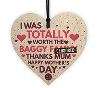 Red Ocean Funny Mothers Day Rude Gift For Mum Wooden Heart Mother's Day Gift From Daughter or Son