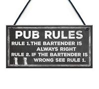 RED OCEAN Funny Pub Rules Plaque - Gift for Landlord, Owner, Home Bar Sign