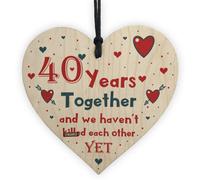 Red Ocean Funny Rude 40Th Anniversary Gift For Husband Wife Gift For Him Her Wooden Heart