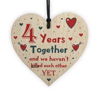 Red Ocean Funny Rude 4Th Anniversary Gift For Husband Wife Gift For Him Her Wooden Heart