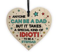 Red Ocean Funny Rude Fathers Day Gift For Step Dad Wooden Heart Plaque Birthday Keepsake