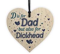 RED OCEAN Funny Rude Gift For Dad Handmade Hanging Wooden Heart Sign Novelty Birthday From Daughter Son