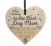 Red Ocean Funny Rude Mum Birthday Gift Wooden Heart Best Dog Mum Gift From Dog Sign Keepsake