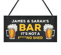 RED OCEAN Funny Rude Personalised Bar Sign Novelty Home Bar Sign NOT A SHED Funny Gifts