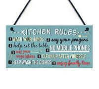 Red Ocean Funny Rustic Kitchen House Rules Home Decorative Hanging Frienship Gift Wall Sign
