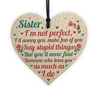RED OCEAN Funny Sister Birthday Christmas Card Gifts Wooden Heart Friendship Keepsake Plaque Family Sign THANK YOU