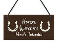 RED OCEAN Funny Stable Sign Hanging Door Plaque Horse Lover Gift Horse Sign Pet Gift