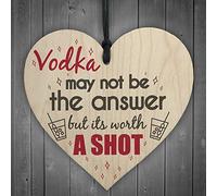 Red Ocean Funny Vodka Alcohol Novelty Joke Wooden Hanging Wall Heart Sign Gift Plaque