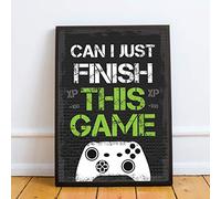 RED OCEAN Gaming Framed Prints Gaming Sign For Boys Bedroom Man Cave Games Room Sign (A4 Print with Black Frame - Finish The Game Dark Grey XB)