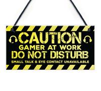 Red Ocean Gaming Funny Caution Bedroom Sign Games Room Gamer Gift For Boys Brother Son