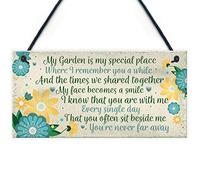 RED OCEAN Garden In Memory Of Mum Nan Friend Memorial Gifts Poem Sign Hanging Wall Shed Memorial Plaque Keepsake