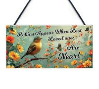 RED OCEAN Garden Plaque Summer House Sign Garden Shed Sign Robins Appear When Lost Loved Ones Are Near Mum Nan Dad Grandad Memorial Gift Memorial Sign
