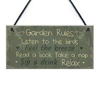 RED OCEAN Garden Rules Sign Hanging Plaque Shed Sign Summer House Plaque Gift For Him Her