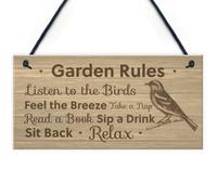 Red Ocean Garden Rules Sign Shabby Chic Garden Summerhouse Shed Sign Friendship Gift
