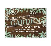 Red Ocean Garden Sign and Plaques Come Sit In The Garden Wall Sign Garden Sign For Outdors Shed Plaques Alcohol Sign Summerhouse Sign Friendship Gifts For Women Her