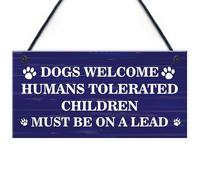 RED OCEAN Garden Sign, Dogs Welcome Sign, Funny Outdoor Garden Sign, 20 x 10 cm, Plastic, Rectangular