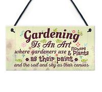 RED OCEAN Gardening Is An Art Novelty Hanging Plaque SummerHouse Sign Garden Shed Friendship Gift
