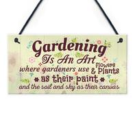 Red Ocean Gardening Is An Art Novelty Hanging Plaque Summerhouse Sign Garden Shed Friendship Gift