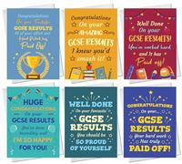RED OCEAN GCSE Results Congratulations Cards Pack of 6 Well Done Cards For Son, Daughter, Students on Results Day, GCSE Well Done Cards, Results Day Cards, White Envelopes Included