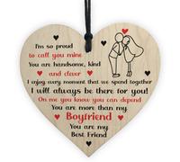 Red Ocean Gift For Boyfriend Anniversary Valentines Day Gift For Him Wooden Heart Keepsake