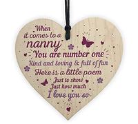RED OCEAN Gift For Nanny Grandma Handmade Wooden Hanging Heart Chic Plaque Birthday Christmas Grandparents Gift