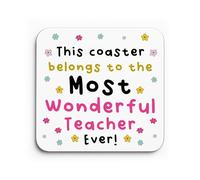 Red Ocean Gift For Teacher Most Wonderful Teacher Ever Coaster Thank You Nursery Appreciation Gift For From Students Kids Leaving Nursery School