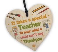 Red Ocean Gift For Teacher Teaching Assistant Leaving School Nursery Gift Wooden Heart Special Thank You Teacher Gift