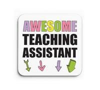 Red Ocean Gift For Teaching Assistant AWESOME TA Coaster Teacher Appreciation Gift To Say Thank You Teaching Assistant For Women Novelty Leaving Teacher Keepsake