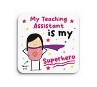 Red Ocean Gift For Teaching Assistant Coaster Thank You Gift My Superhero Teacher Appreciation To Say Thank You TA Gifts For Women Novelty Leaving Teaching Assistant Keepsake