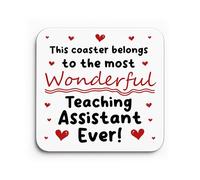 Red Ocean Gift For Teaching Assistant Most Wonderful TA Ever Coaster Thank You Nursery Teacher Appreciation Gift For Teaching Assistant From Students Kids Leaving Nursery School