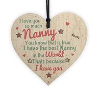 RED OCEAN Gifts for Nanny Nan Granny Grandma Handmade Wooden Hanging Heart Sign Birthday Christmas Xmas Gifts Plaque