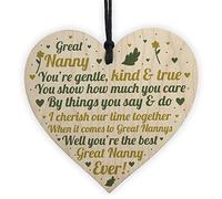RED OCEAN Gifts For Nanny Wooden Heart Great Nanny Birthday Christmas Card Gift From Granchildren