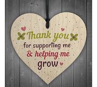 RED OCEAN Gifts For Women Thank You Teacher Leaving Gift For Her Nursery Wooden Heart Plaque Childminder Preschool