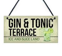 Red Ocean Gin And Tonic Funny Alcohol Gift Man Cave Home Bar Hanging Plaque Pub Sign FRIENDSHIP Gift