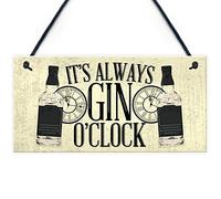 RED OCEAN Gin O'Clock Friend House Warming Birthday Gift Plaque Alcohol Garden Kitchen Gin & Tonic Sign